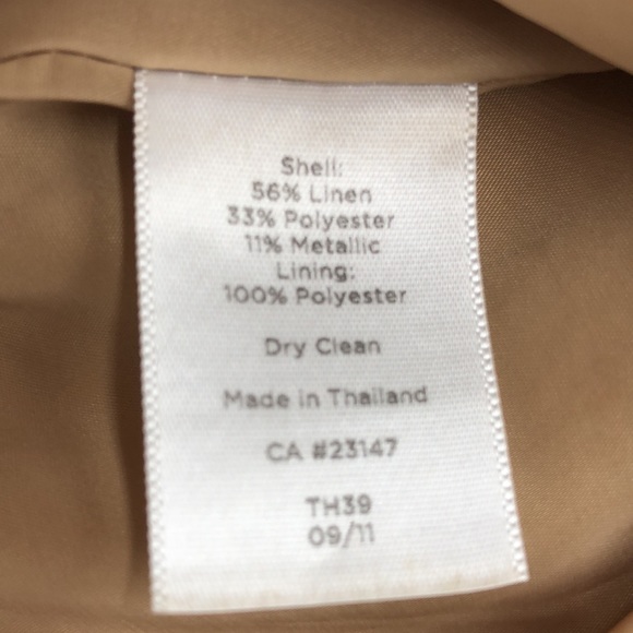 Talbots Gold Linen Metallic Shift Dress - Picture 8 of 8